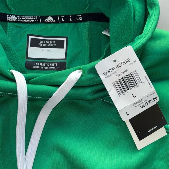 Adidas STM pullover hoodie women’s large tea green white new - Picture 3 of 12